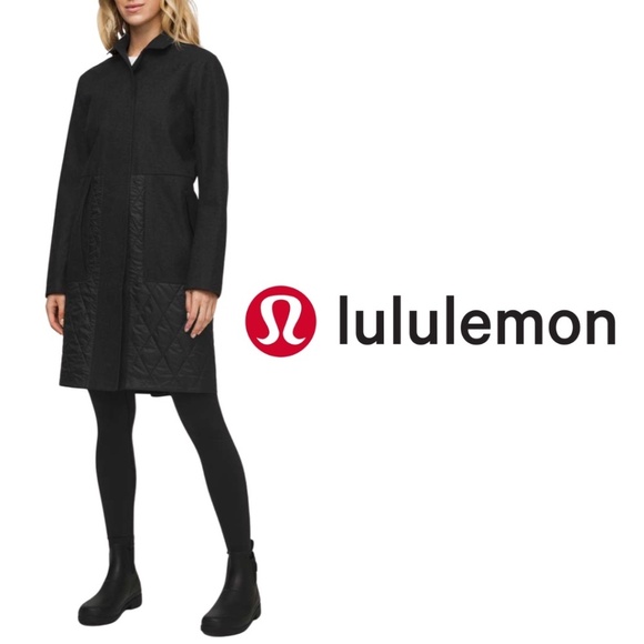 Lululemon Roam Far Wool Coat Heathered Black / Black - Size 8 - Picture 1 of 16